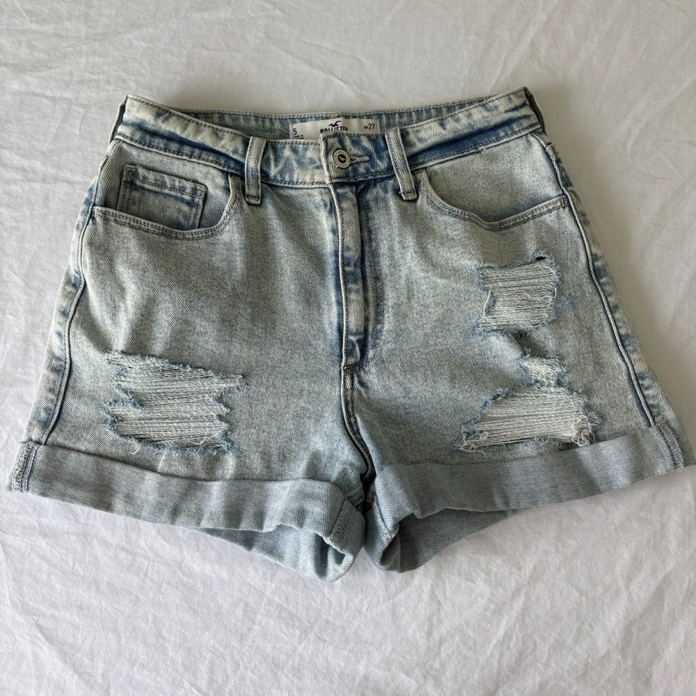 Hollister Womens Blue Vintage Stretch Curve‎ Ultra High Rise Mom Shorts Size W27